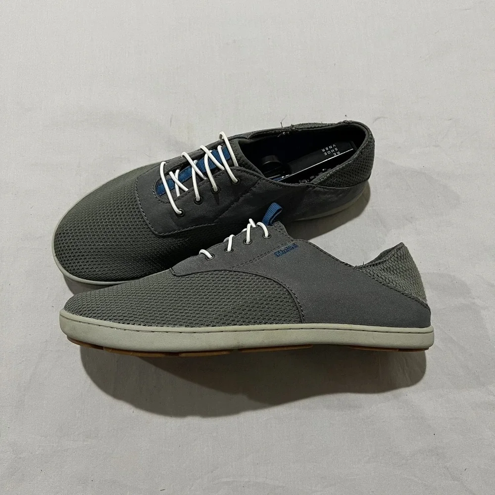 Olukai Nohea Moku Mens Grey Mesh Slip On Comfort Boat Casual Summer Shoes 9
